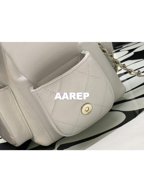 Replica Chanel Backpack Grained Shiny Calfskin AS4398 White 8
