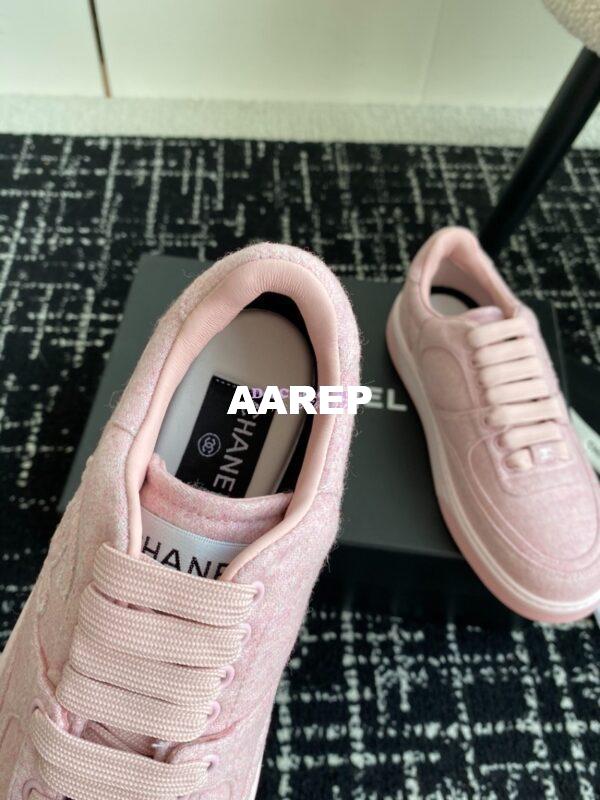 Replica Chanel 2024 Wool & Mixed Fibers Sneakers G46011 Pink 9