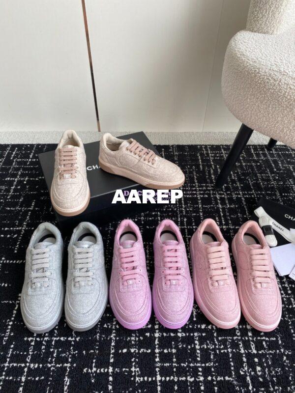 Replica Chanel 2024 Wool & Mixed Fibers Sneakers G46011 Lilac 3