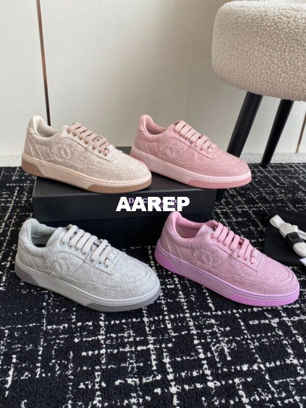 Replica Chanel 2024 Wool & Mixed Fibers Sneakers G46011 Lilac 4