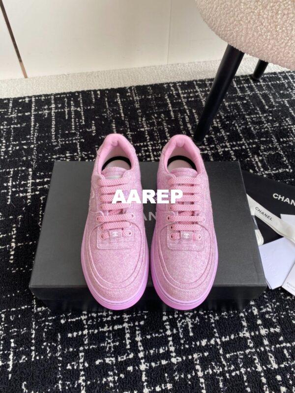 Replica Chanel 2024 Wool & Mixed Fibers Sneakers G46011 Lilac 5