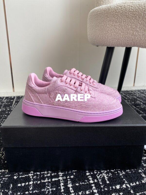 Replica Chanel 2024 Wool & Mixed Fibers Sneakers G46011 Lilac 6