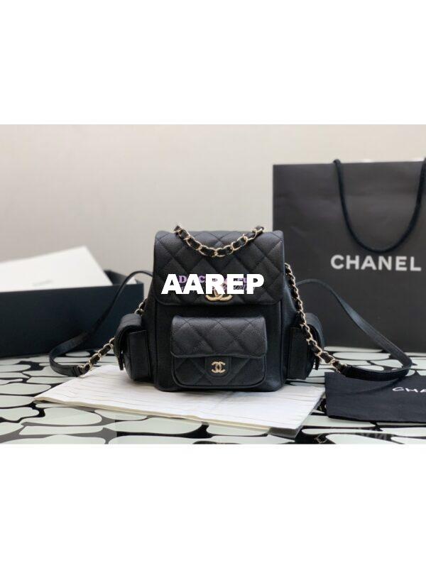 Replica Chanel Backpack Grained Shiny Calfskin AS4398 Black 2