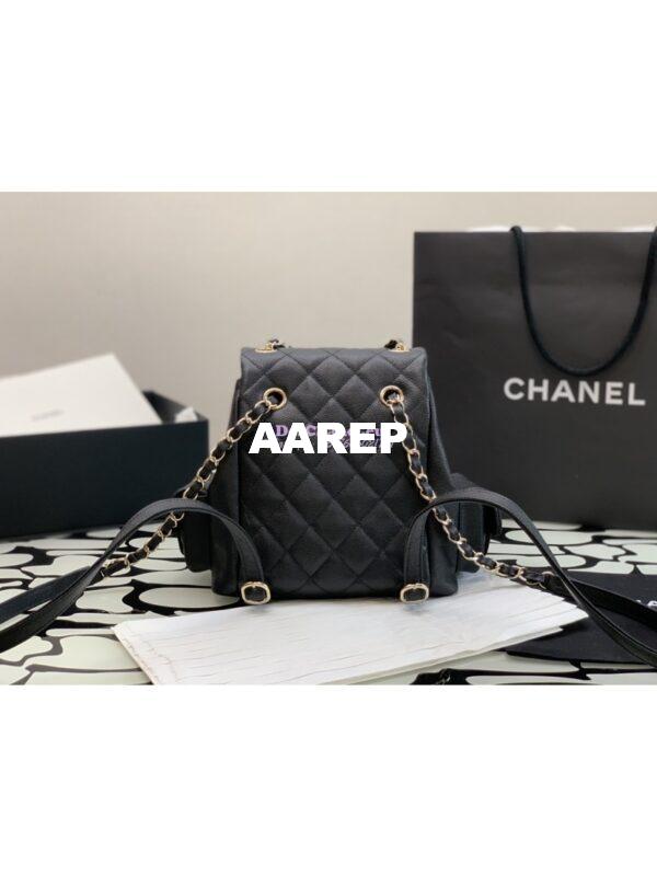 Replica Chanel Backpack Grained Shiny Calfskin AS4398 Black 4