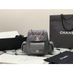 Replica Chanel Small Backpack Grained Shiny Calfskin AS4399 Grey