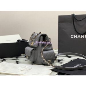 Replica Chanel Small Backpack Grained Shiny Calfskin AS4399 Grey 2