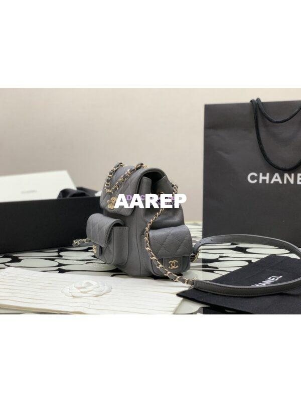 Replica Chanel Small Backpack Grained Shiny Calfskin AS4399 Grey 4