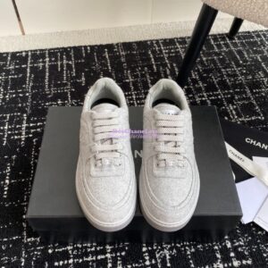 Replica Chanel 2024 Wool & Mixed Fibers Sneakers G46011 Grey 2