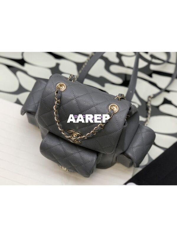Replica Chanel Small Backpack Grained Shiny Calfskin AS4399 Grey 5