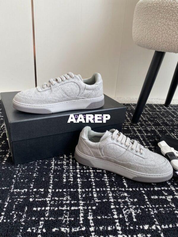 Replica Chanel 2024 Wool & Mixed Fibers Sneakers G46011 Grey 5