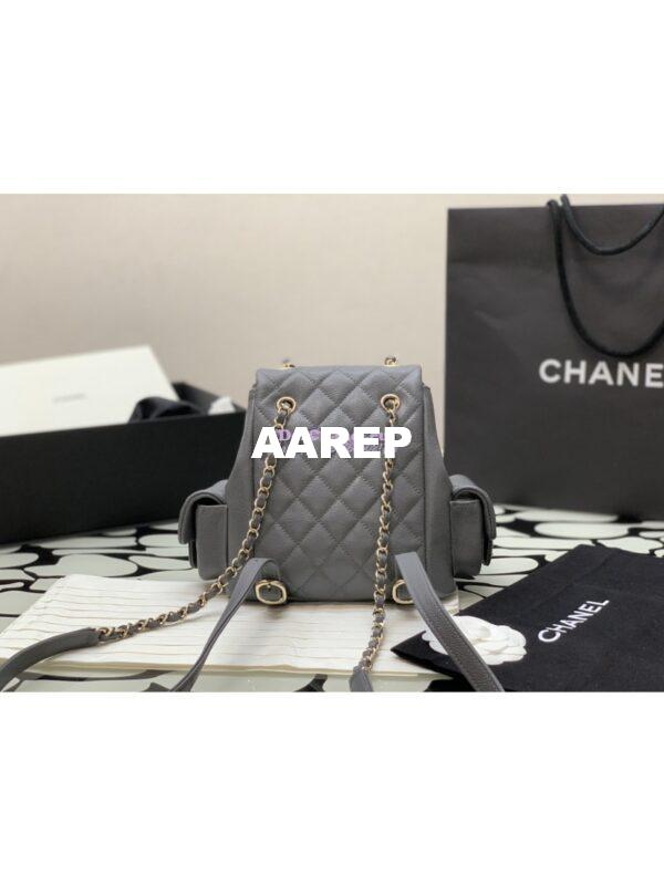 Replica Chanel Small Backpack Grained Shiny Calfskin AS4399 Grey 6