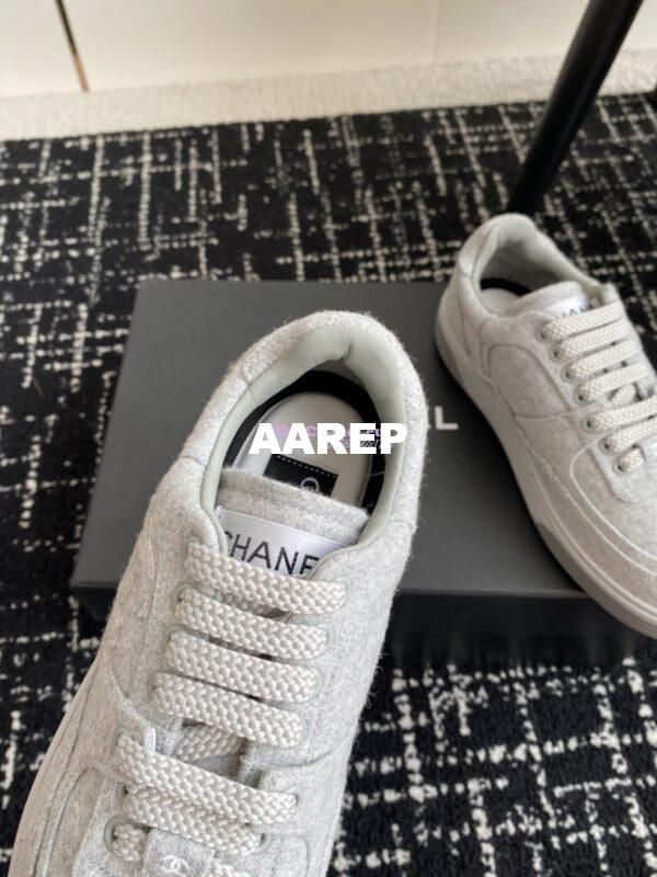 Replica Chanel 2024 Wool & Mixed Fibers Sneakers G46011 Grey 6