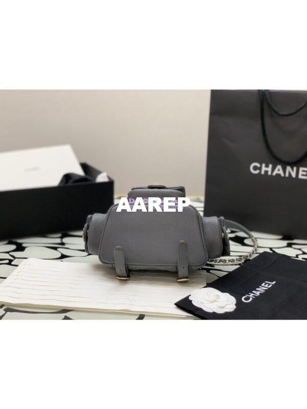 Replica Chanel Small Backpack Grained Shiny Calfskin AS4399 Grey 7