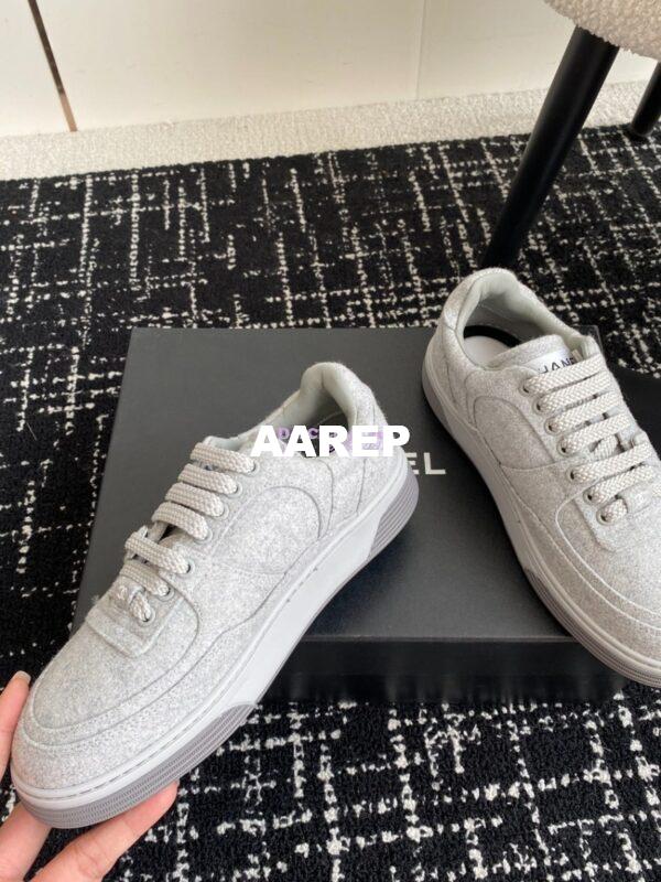 Replica Chanel 2024 Wool & Mixed Fibers Sneakers G46011 Grey 7