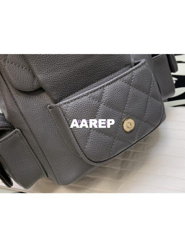 Replica Chanel Small Backpack Grained Shiny Calfskin AS4399 Grey 8