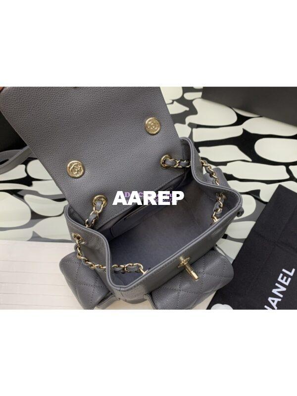 Replica Chanel Small Backpack Grained Shiny Calfskin AS4399 Grey 9