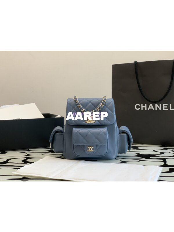 Replica Chanel Small Backpack Grained Shiny Calfskin AS4399 Denim