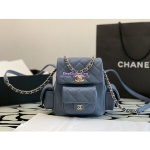 Replica Chanel Small Backpack Grained Shiny Calfskin AS4399 Denim 2