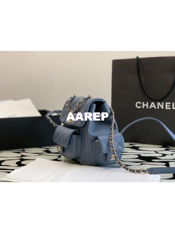 Replica Chanel Small Backpack Grained Shiny Calfskin AS4399 Denim 3