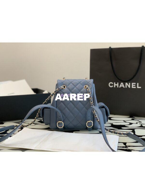 Replica Chanel Small Backpack Grained Shiny Calfskin AS4399 Denim 4