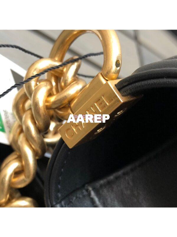 Replica Chanel Chevron Boy Flap Bag in Lambskin Black 4