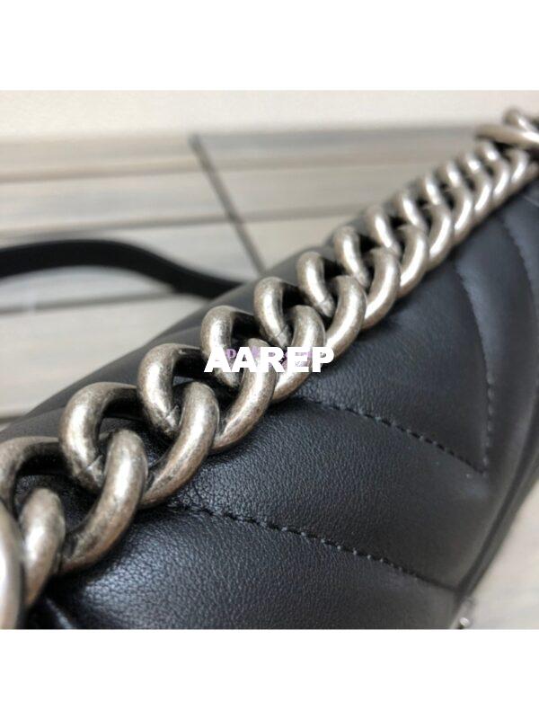 Replica Chanel Chevron Boy Flap Bag in Lambskin Black 8