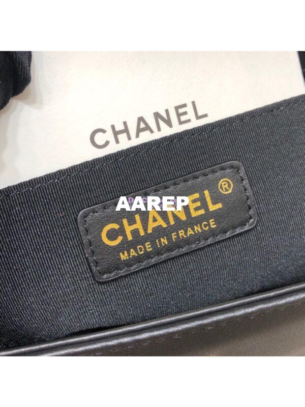 Replica Chanel Chevron Boy Flap Bag in Lambskin Black 9