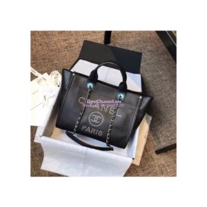 Replica Chanel Studded black Calfskin Deauville Small Shopping Bag A57069