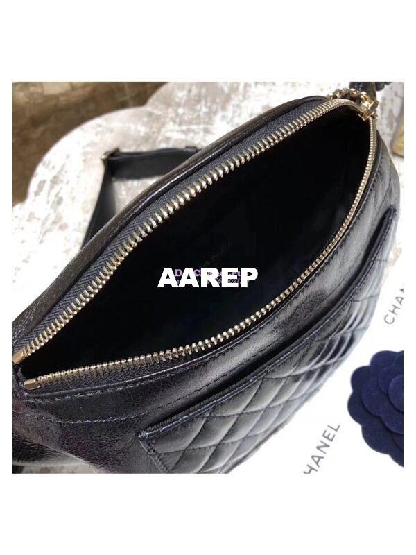 Replica Chanel Waist Bag Crumpled Lambskin A57832 Black 9