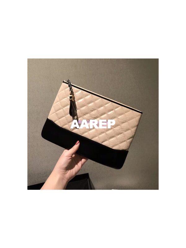 Replica Chanel Gabrielle O Case in beige Aged Calfskin A84287 6