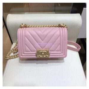 Replica Chanel Chevron Boy Flap Bag in Caviar Matte Gold Hardware Light Pink 2