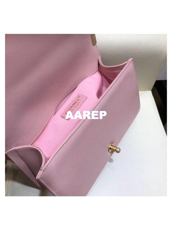 Replica Chanel Chevron Boy Flap Bag in Caviar Matte Gold Hardware Light Pink 11