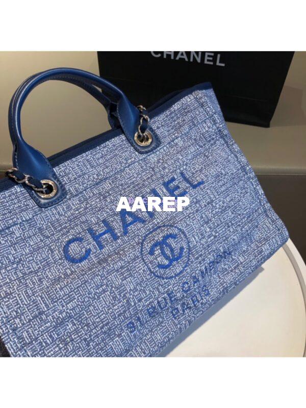 Replica Chanel A66942 Large Toile Deauville Shopping Bag in Blue Jacquard 5