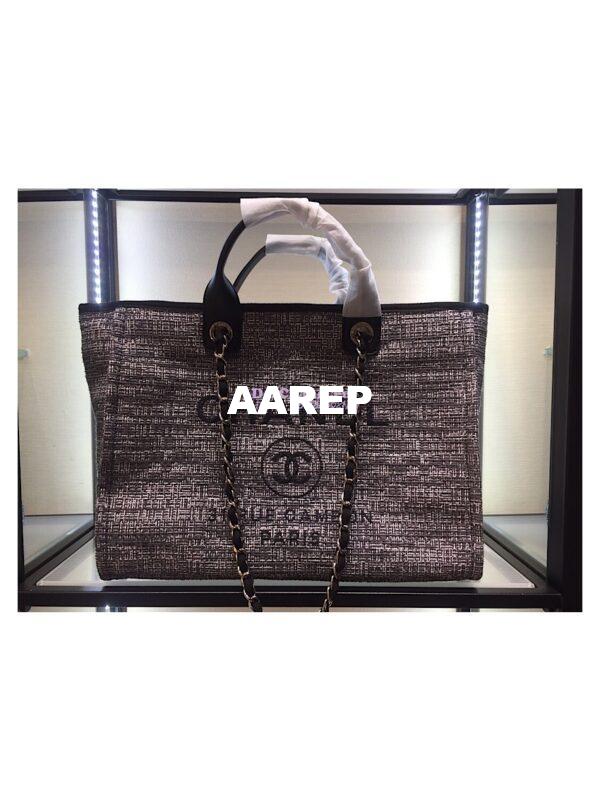 Replica Chanel A66942 Large Toile Deauville Shopping Bag in Charcoal Jacquard 3