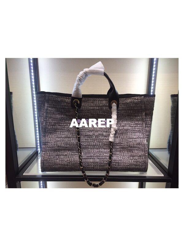 Replica Chanel A66942 Large Toile Deauville Shopping Bag in Charcoal Jacquard 10