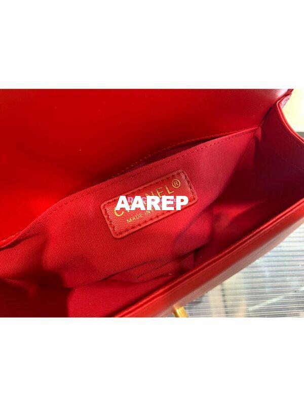 Replica Chanel Le boy Lambskin Red Matte Gold Hardware 9