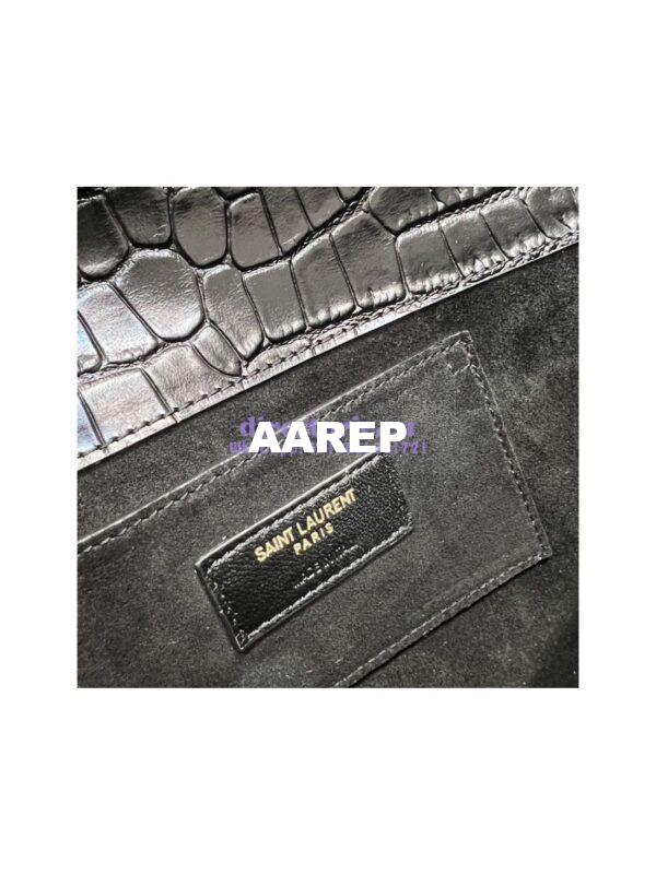 Replica YSL Saint Laurent Manhattan Clutch In Crocodile-Embossed Leather 695949 Black 11