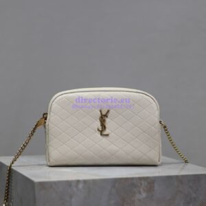 Replica YSL Saint Laurent Gaby Chain Pouch In Quilted Lambskin 7336671 Blanc