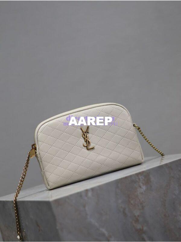Replica YSL Saint Laurent Gaby Chain Pouch In Quilted Lambskin 7336671 Blanc 2