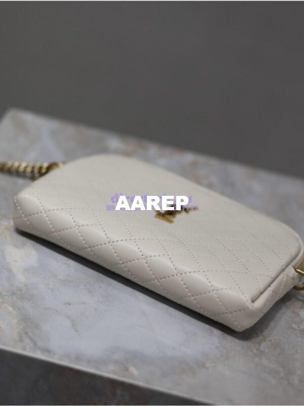 Replica YSL Saint Laurent Gaby Chain Pouch In Quilted Lambskin 7336671 Blanc 8