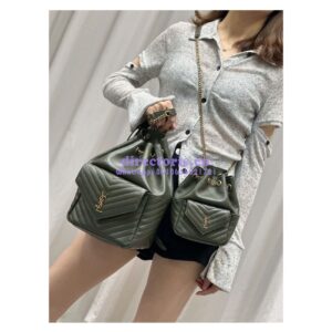 Replica YSL Saint Laurent Joe Backpack In Lambskin 672609 Vert Fonce 2