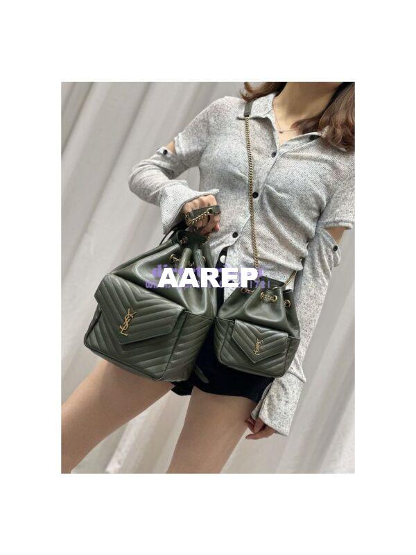 Replica YSL Saint Laurent Joe Backpack In Lambskin 672609 Vert Fonce 2