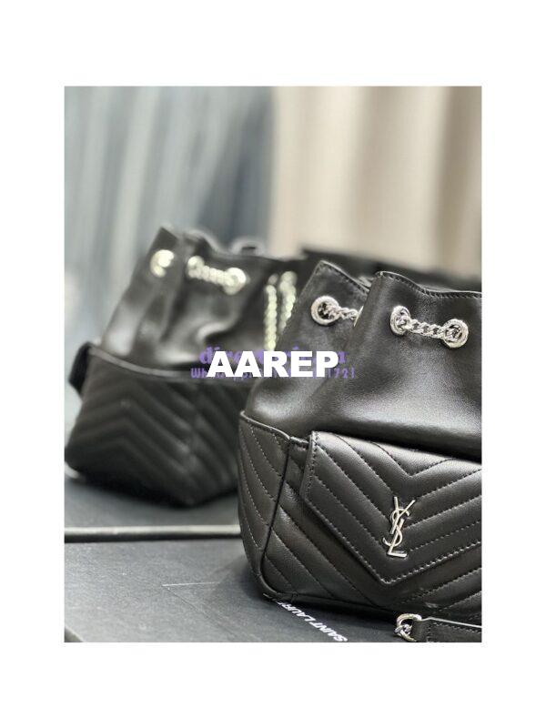 Replica YSL Saint Laurent Joe Mini Bucket Bag In Quilted Lambskin 7016311 Black Silver Hardware 5