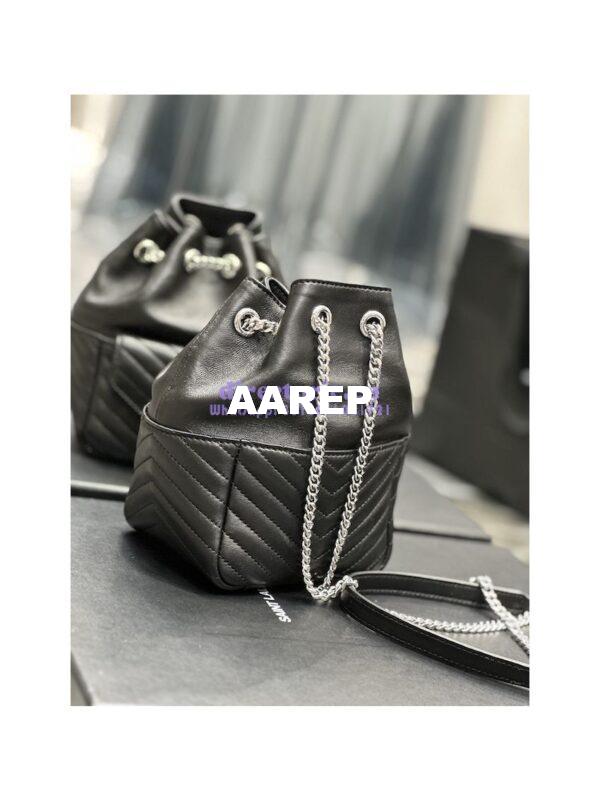 Replica YSL Saint Laurent Joe Mini Bucket Bag In Quilted Lambskin 7016311 Black Silver Hardware 10