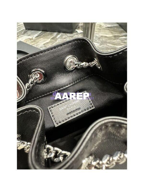 Replica YSL Saint Laurent Joe Mini Bucket Bag In Quilted Lambskin 7016311 Black Silver Hardware 12