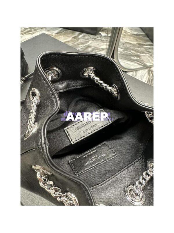 Replica YSL Saint Laurent Joe Mini Bucket Bag In Quilted Lambskin 7016311 Black Silver Hardware 13