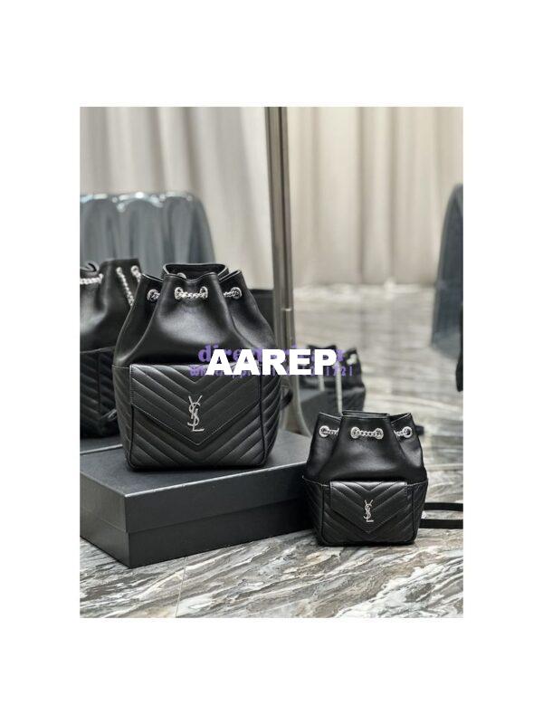 Replica YSL Saint Laurent Joe Backpack In Lambskin 672609 Black Silver Hardware 3