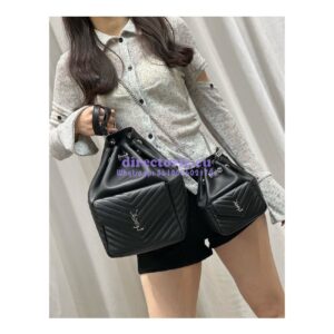 Replica YSL Saint Laurent Joe Backpack In Lambskin 672609 Black Silver Hardware 2