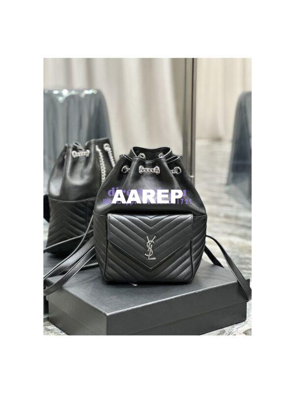 Replica YSL Saint Laurent Joe Backpack In Lambskin 672609 Black Silver Hardware 5