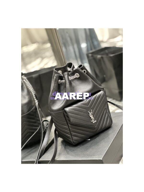 Replica YSL Saint Laurent Joe Backpack In Lambskin 672609 Black Silver Hardware 6